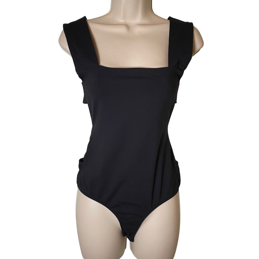 Intimately Free People Bodysuit Size Small Oh She's Strappy Black Cutouts
